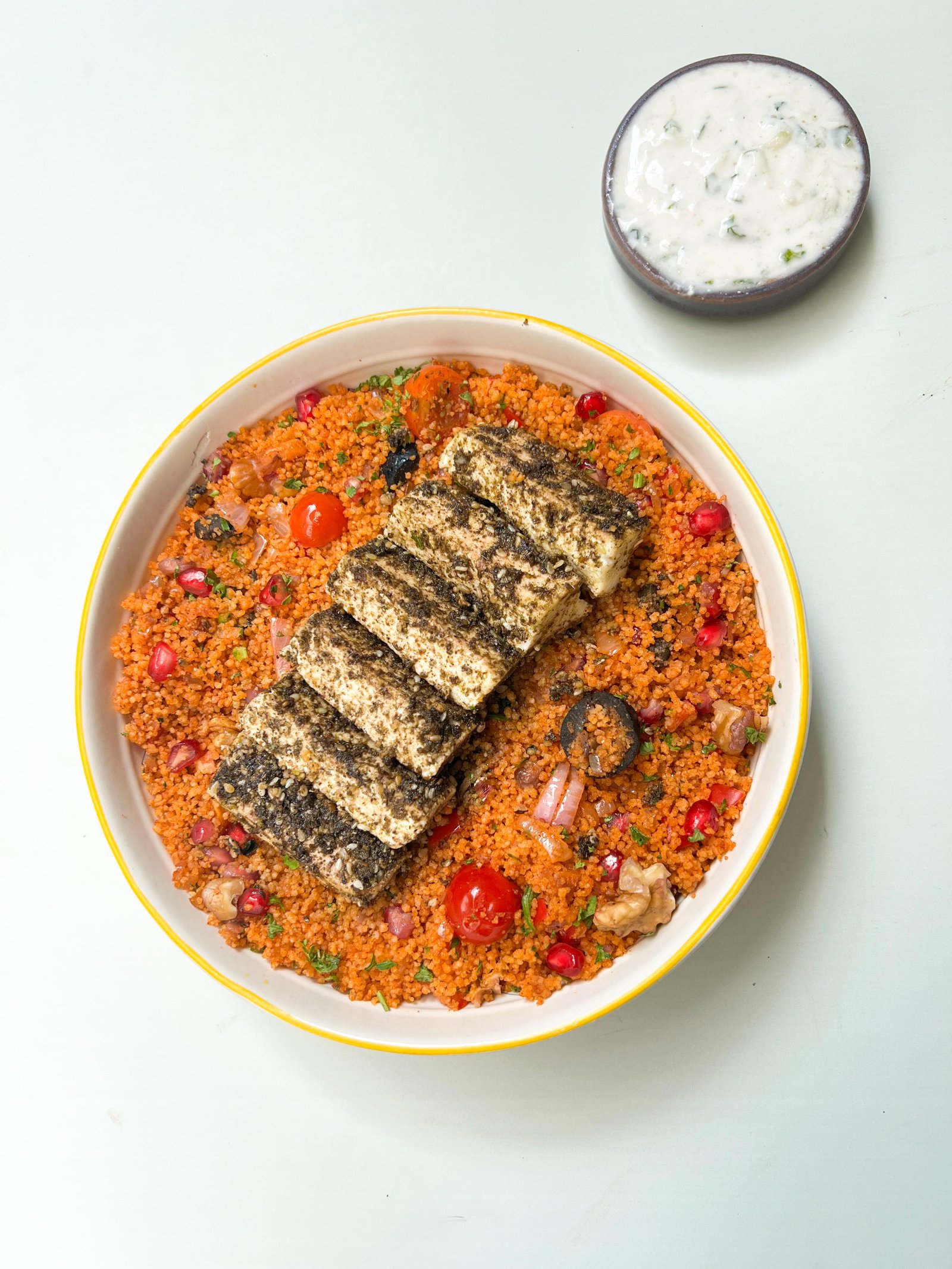 Zataar Grilled Paneer With Moroccan Couscous & Tzatziki