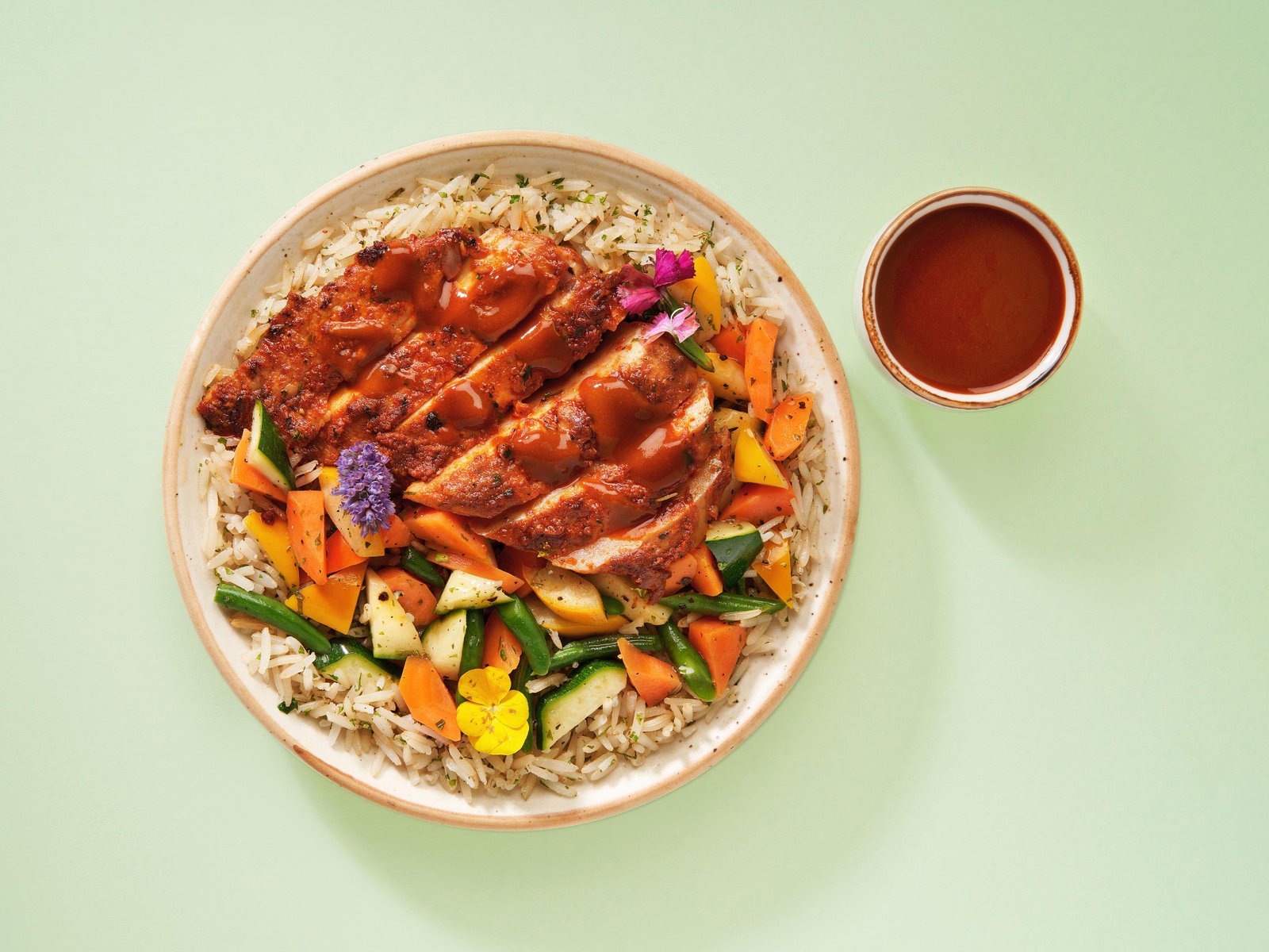High Protein Jerk Roast Chicken With Brown Rice And Sauteed Veggies